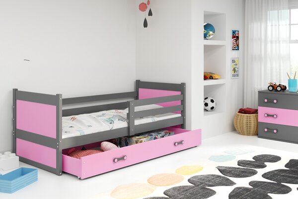 Krevet RICO 90x200 s ladicom + GRATIS ležište -GRAFIT (VIŠE BOJA)