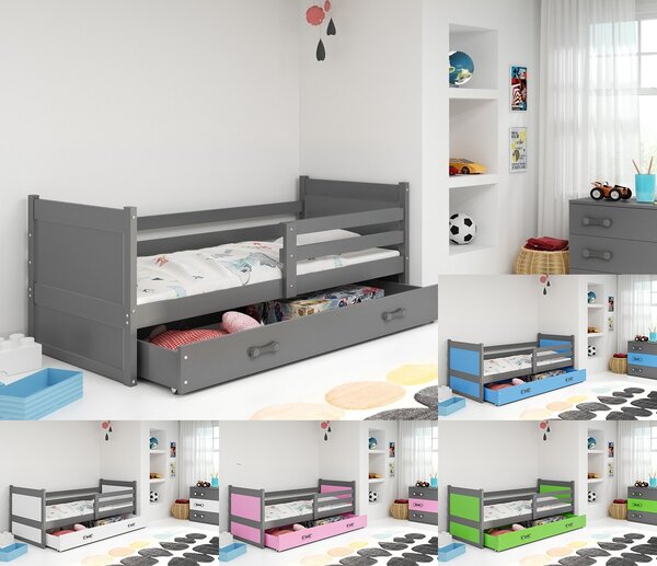 Krevet RICO 90x200 s ladicom + GRATIS ležište -GRAFIT (VIŠE BOJA)