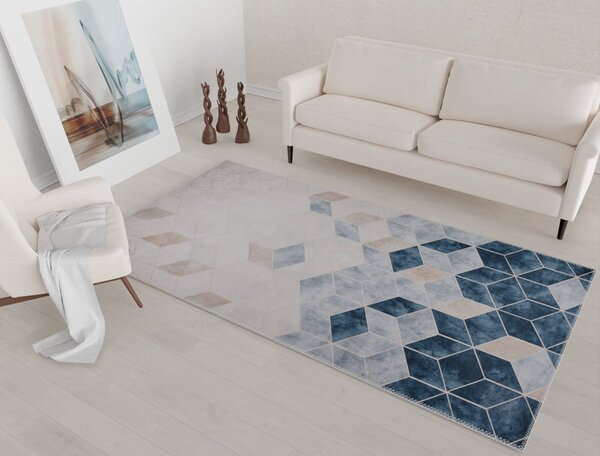 Tamnoplavo-krem perivi tepih 80x50 cm - Vitaus