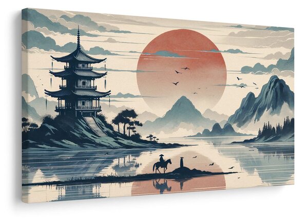 Slika japanski krajolik s jahačem