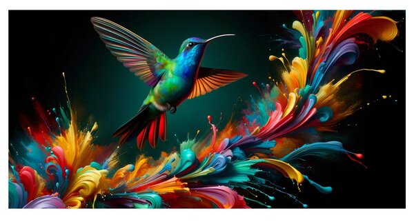 Slika kolibri i eksplozija boja