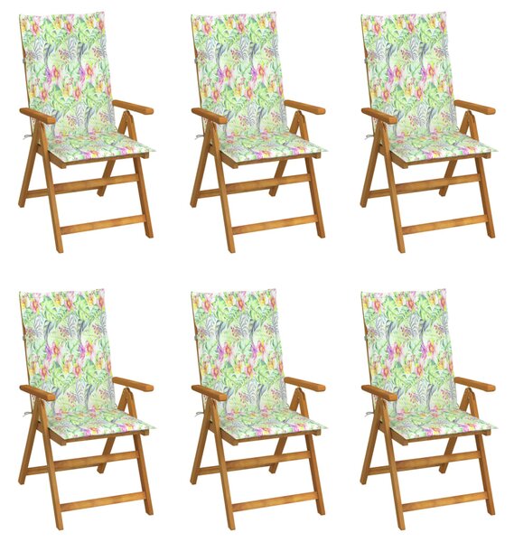 Sklopive vrtne stolice s jastucima 6 kom masivno bagremovo drvo