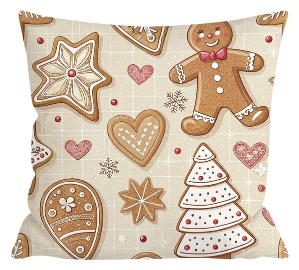 Pamučna jastučnica GINGERBREAD JOY 45x45 cm, bež