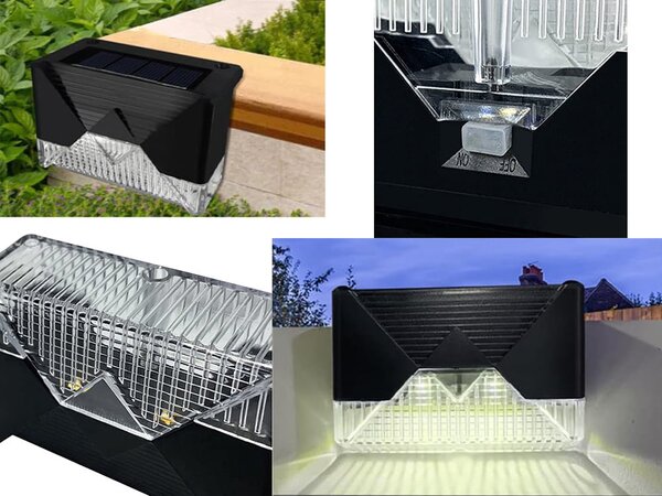 Postavite 4 LED svjetiljke solarne ograde hladno bijeli IP65