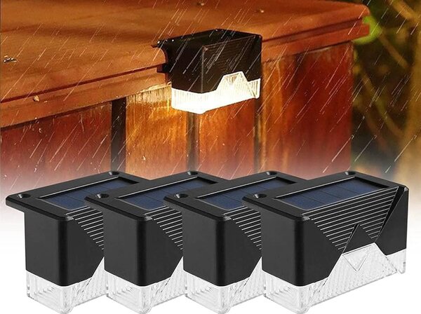 Postavite 4 LED svjetiljke solarne ograde hladno bijeli IP65