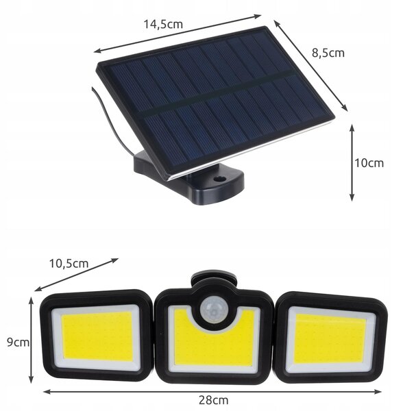 LED 171 COB solarna svjetiljka sa senzorom pokreta 2400mah IP65