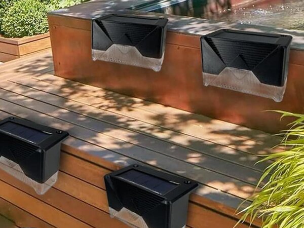Postavite 4 LED svjetiljke solarne ograde hladno bijeli IP65