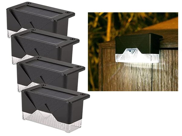 Postavite 4 LED svjetiljke solarne ograde hladno bijeli IP65