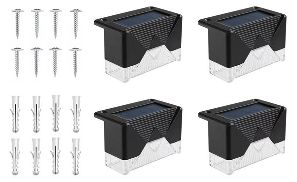 Postavite 4 LED svjetiljke solarne ograde hladno bijeli IP65