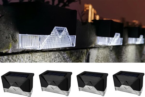 Postavite 4 LED svjetiljke solarne ograde hladno bijeli IP65
