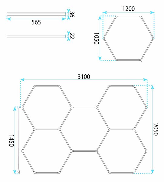 LED svjetiljka HEXAGON JNH051-H White