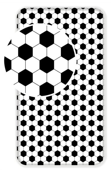 Crno-bijela pamučna dječja plahta s gumom za krevet za jednu osobu 90x200 cm Football – Jerry Fabrics