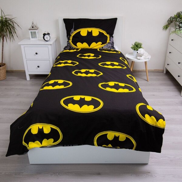 Pamučna dječja posteljina za krevet za jednu osobu 140x200 cm Batman "The Emblem" – Jerry Fabrics