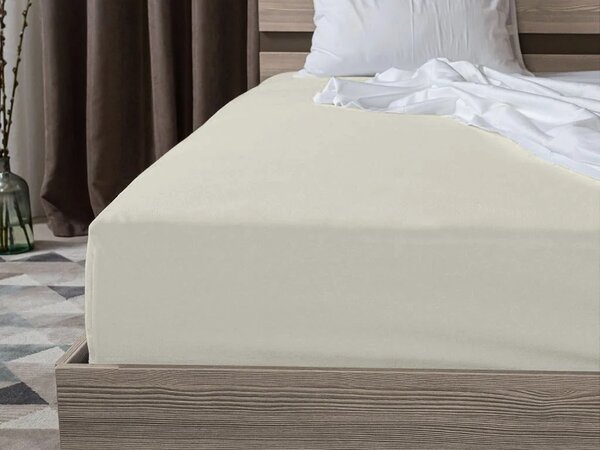 Set krep posteljine DENYX BLEND svijetlo krem, hotelski džep + Jersey plahta 90 x 200 cm sivo-bež, jednokrevetno