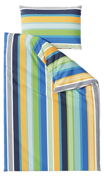 Set krep posteljine LINIE plave + Jerseyeva plahta 90 x 200 cm svijetlosiva, za jedan krevet
