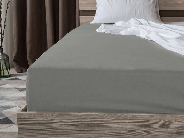 Set krep posteljine WHITE SHEEPS POLY sivo + plahta Jersey 90 x 200 cm siva, za jedan krevet