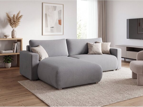 Svijetlosiva razvučljiva kutna sofa TAFIRA, obostrana