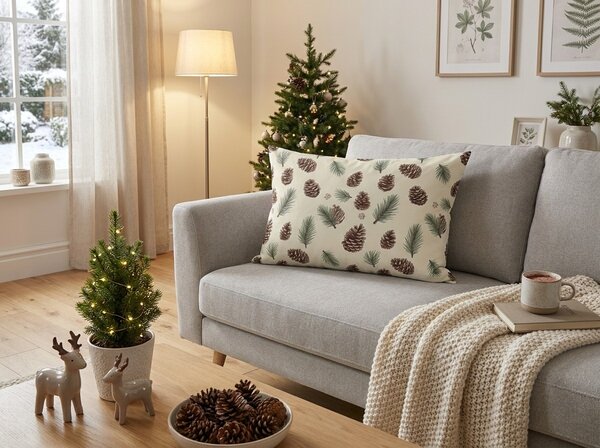Pamučna jastučnica PINE CONES 50x70 cm, šarena