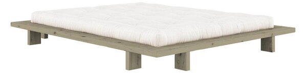Kadulja zeleni bračni krevet od masivnog bora bez uzglavlja s podnicom 160x200 cm Japan – Karup Design