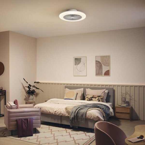 Philips Amigo LED stropni ventilator, visokosjajna bijela, 58 cm, CCT, prigušiva, Bijela, Dnevni boravak/blagovaonica, Plastika