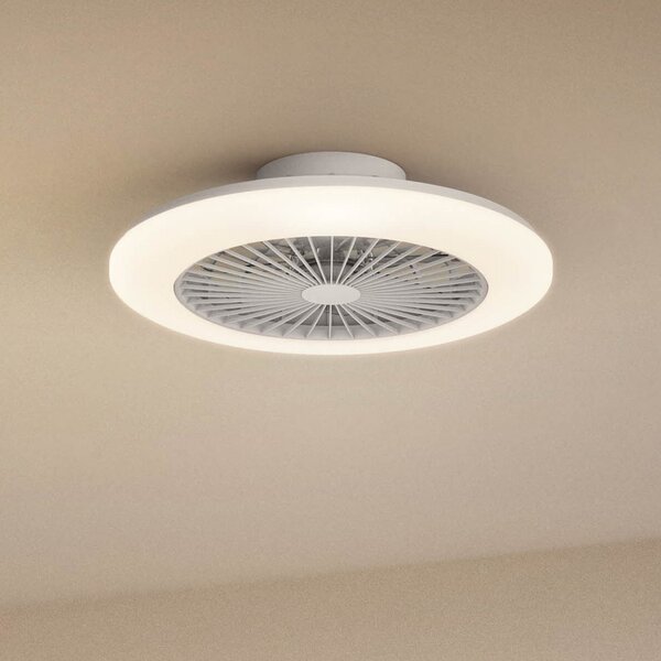 Philips Amigo LED stropni ventilator, visokosjajna bijela, 58 cm, CCT, prigušiva, Bijela, Dnevni boravak/blagovaonica, Plastika