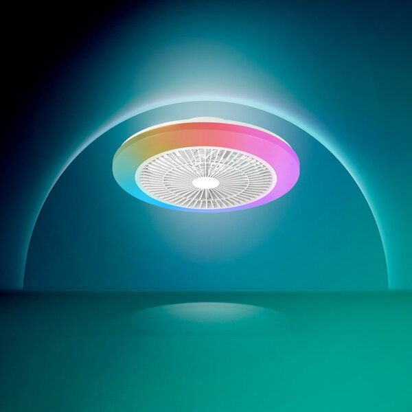 Philips Amigo LED stropni ventilator, bijeli, 48 cm, CCT, RGB, prigušiva, Bijela, Dnevni boravak/blagovaonica, Plastika