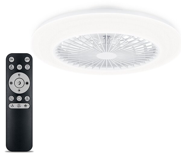 Philips Amigo LED stropni ventilator, bijeli, 49 cm, CCT, DC, prigušiva, Bijela, Dnevni boravak/blagovaonica, Plastika