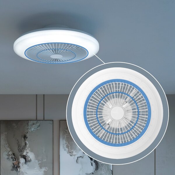 Philips Amigo LED stropni ventilator, bijeli, 48 cm, CCT, RGB, prigušiva, Bijela, Dnevni boravak/blagovaonica, Plastika