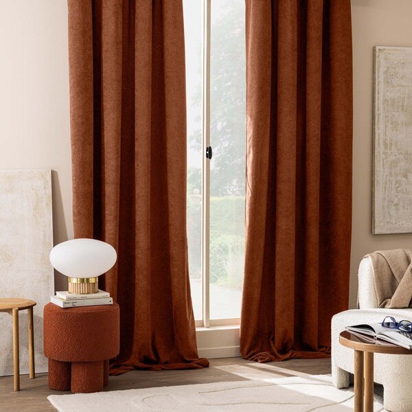 Zavjesa od boucle tkanine boja terakote 140x260 cm Winona – douceur d'intérieur