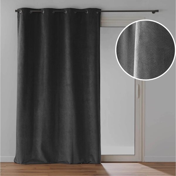 Antracitno siva zavjesa od samta 140x260 cm Olympe – douceur d'intérieur