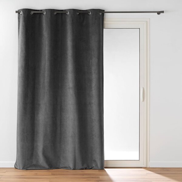 Antracitno siva zavjesa od samta 140x260 cm Olympe – douceur d'intérieur