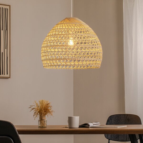 Nowodvorski Lighting BOHO viseća svjetiljka, Ø 60 cm, prirodno smeđa, ratan, E27, prigušiva, Drvo, Dnevni boravak/blagovaonica, Drvo