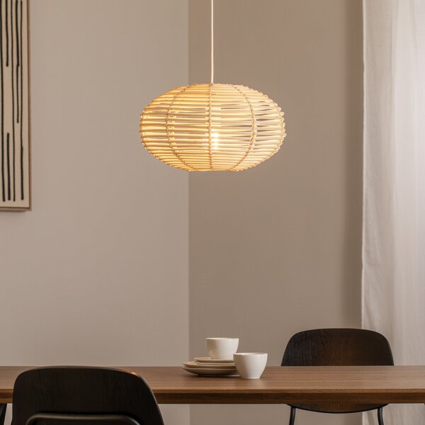 Nowodvorski Lighting Viseća svjetiljka OD RATANA, Ø 40 cm, prirodno smeđa, ratan, E27, prigušiva, Drvo, Dnevni boravak/blagovaonica, Drvo