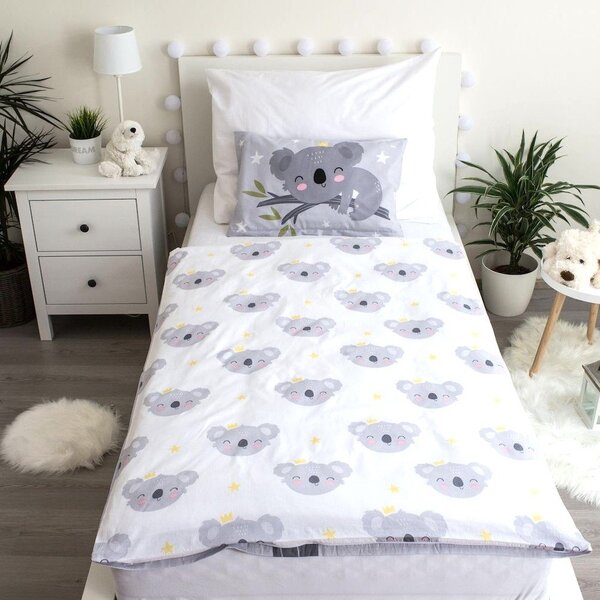 Siva pamučna dječja posteljina za dječji krevetić 100x135 cm Koala "Sweet Dreams" – Jerry Fabrics