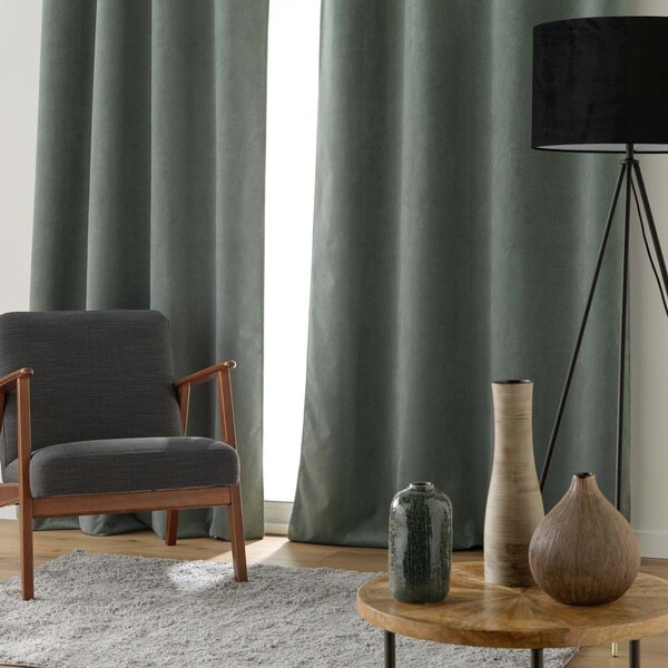 Kaki zelena zavjesa od samta 140x260 cm Olympe – douceur d'intérieur