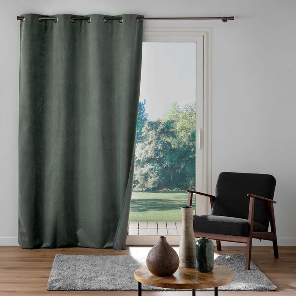 Kaki zelena zavjesa od samta 140x260 cm Olympe – douceur d'intérieur