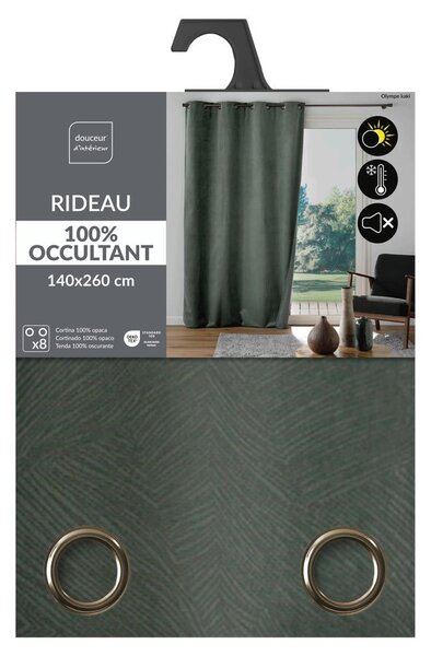 Kaki zelena zavjesa od samta 140x260 cm Olympe – douceur d'intérieur