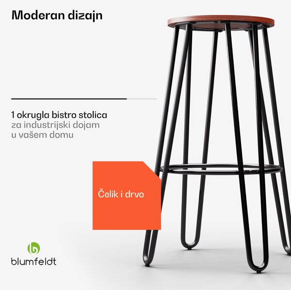 Blumfeldt Bistro stolica Hamilton 1 kom. Čelični drveni okvir Ø33cm
