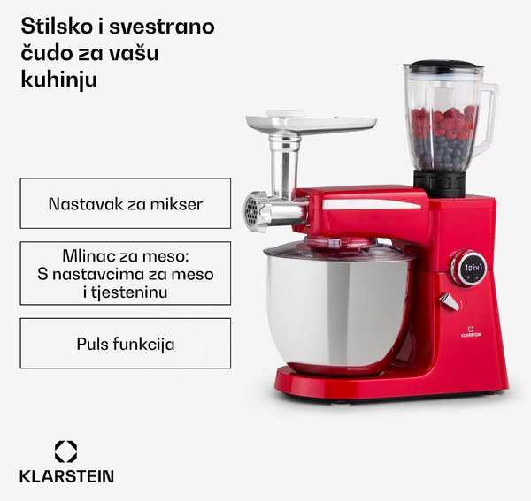 Klarstein Renata Rossa, multipraktik, 3-u-1 2000 W / 2,7 PS, 10 litara, nehrđajući čelik, bez BPA