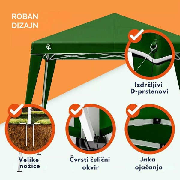 Party šator / paviljon CAPRI, 3x3 m, zeleni Casaria