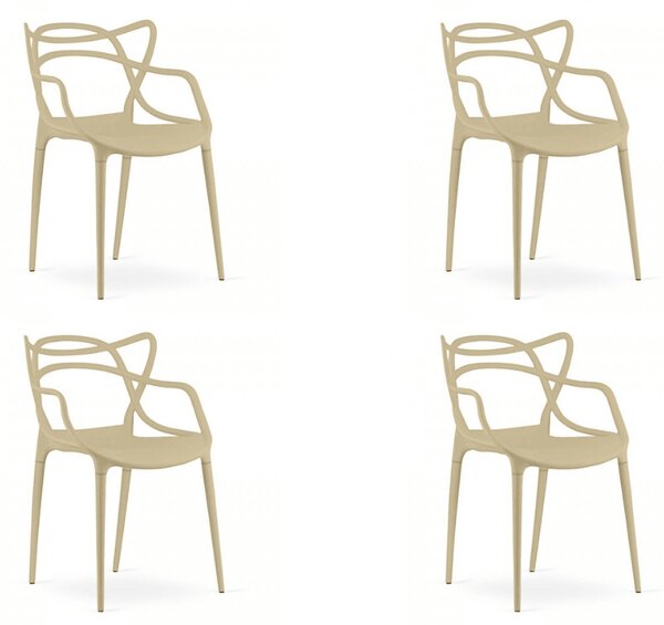 Set 4 kom plastičnih stolica KATO, bež