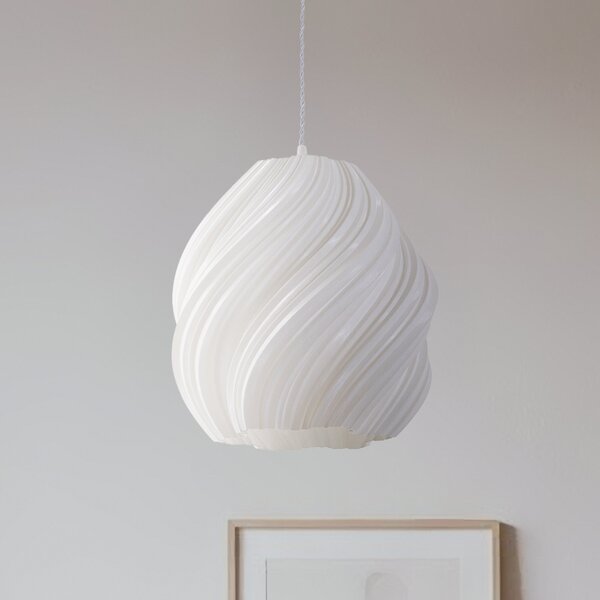 Lindby Nuvia viseća lampa, Ø 30 cm, bijela, 3D printana, prigušiva, Bijela, Dnevni boravak/blagovaonica, Plastika
