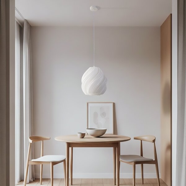 Lindby Nuvia viseća lampa, Ø 30 cm, bijela, 3D printana, prigušiva, Bijela, Dnevni boravak/blagovaonica, Plastika