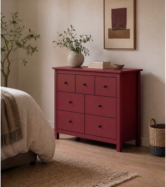 Crvena niska komoda od borovine 110x80 cm Misti - Marckeric