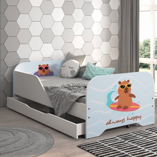 Kompletan dječji krevet 140 x 70 cm s madracem i rešetkom - HAPPY KAPIBARA