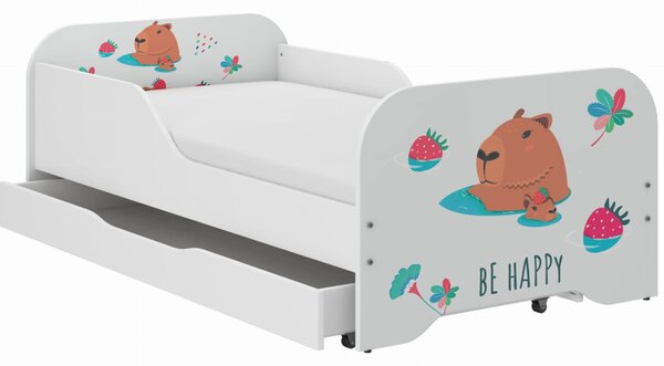 Kompletan dječji krevet 140 x 70 cm s madracem i rešetkom - KAPIBARA FAMILY