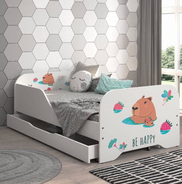 Kompletan dječji krevet 140 x 70 cm s madracem i rešetkom - KAPIBARA FAMILY