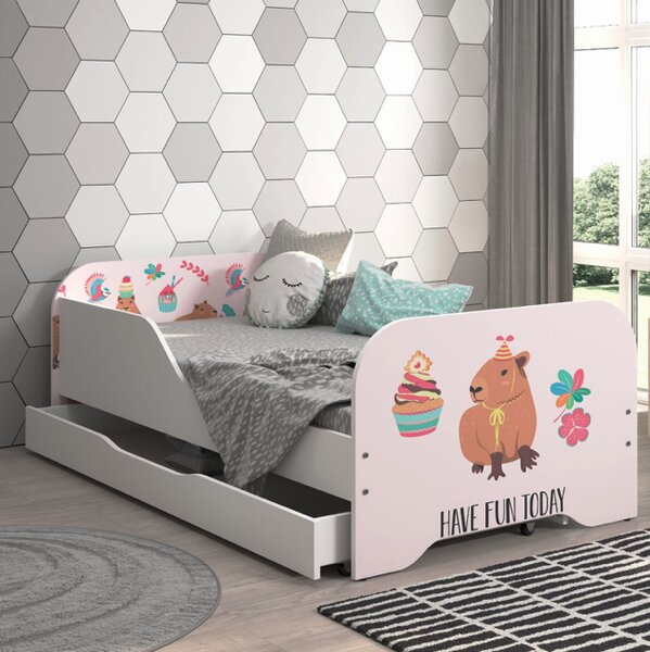 Kompletan dječji krevet 140 x 70 cm s madracem i rešetkom - KAPIBARA COOKIES