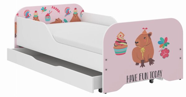 Kompletan dječji krevet 140 x 70 cm s madracem i rešetkom - KAPIBARA COOKIES