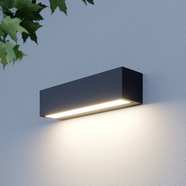 Lucande Lengo LED zidna svjetiljka, 25 cm, antracit, svjetlo usmjereno prema, Crno, Aluminij